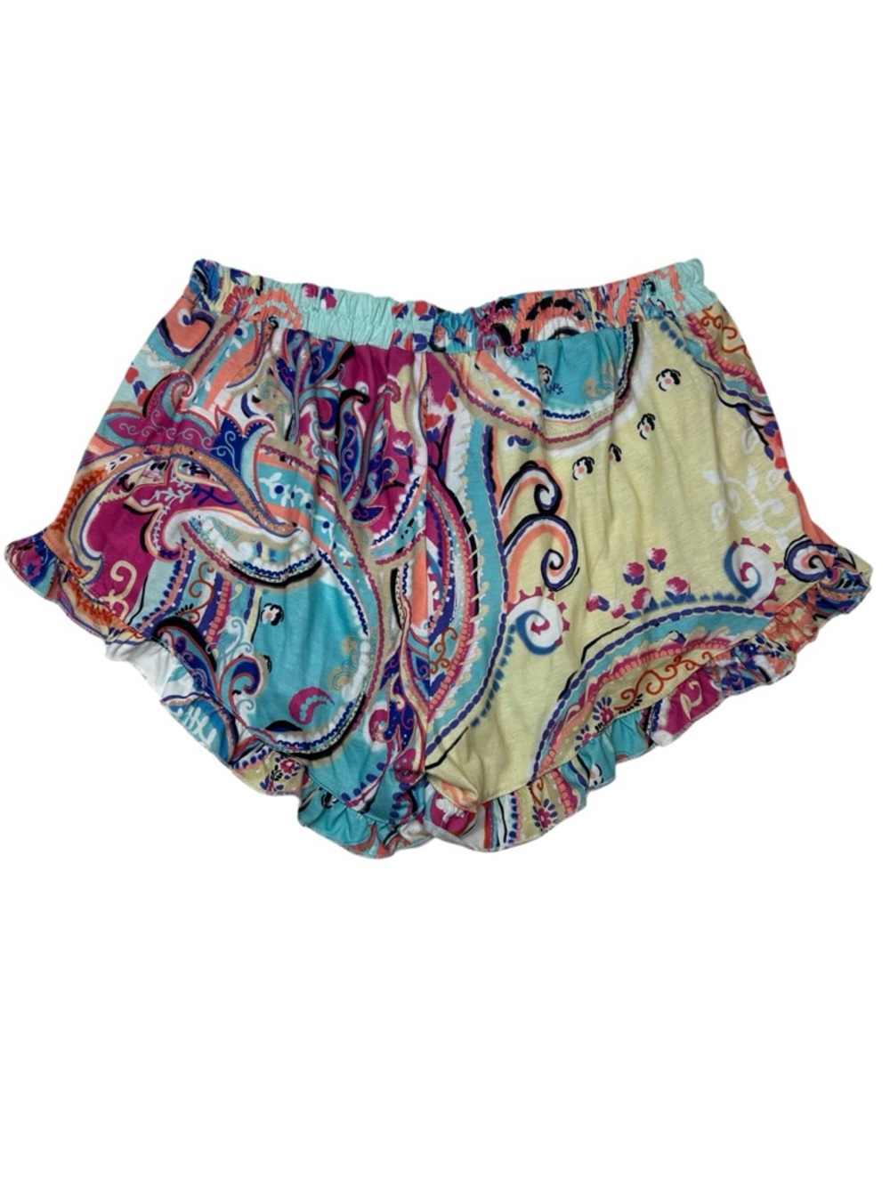 Women's Multicolor Paisley Ruffle Shorts - Picture 2 of 5